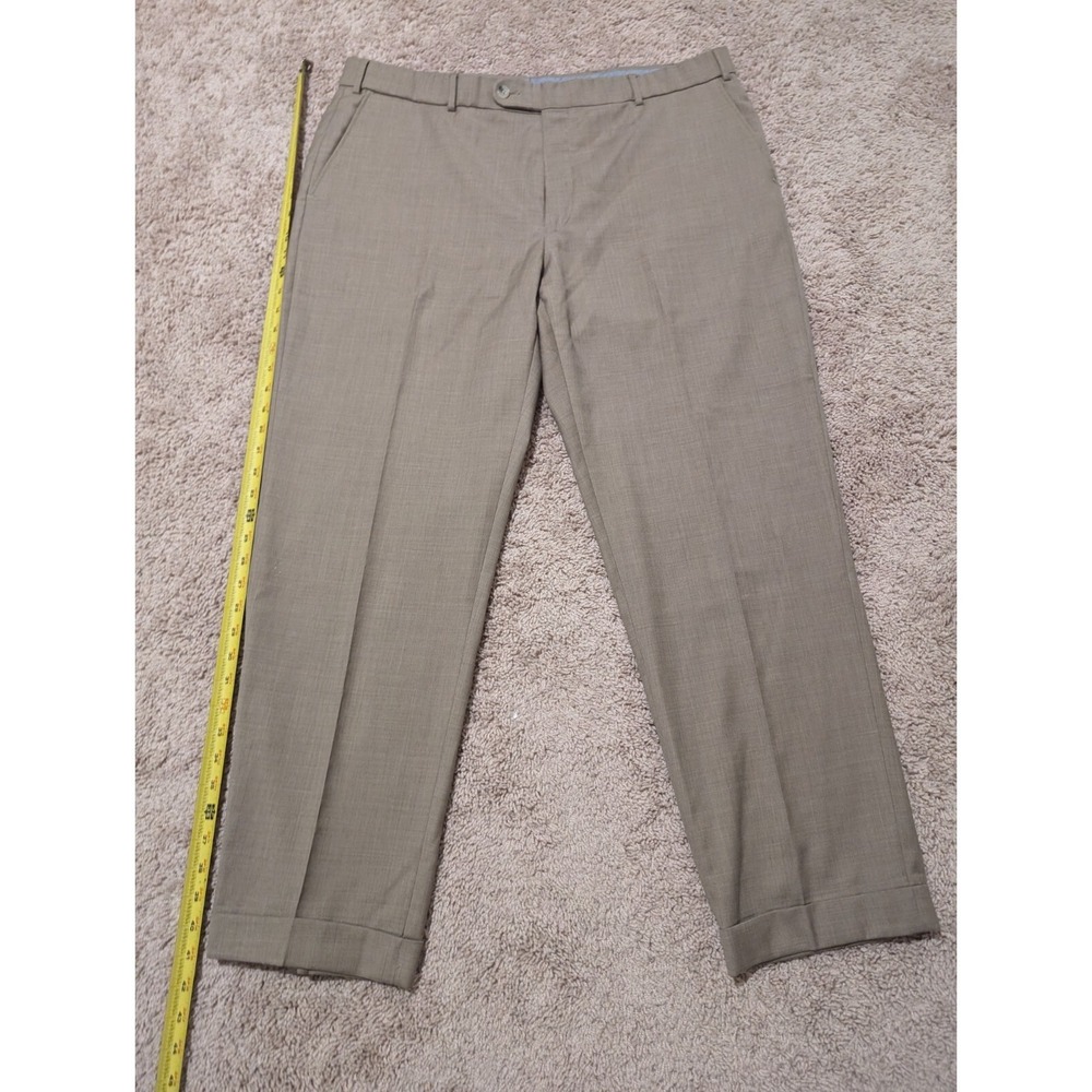 Ballin Pants Mens 34x30 Beige Wool Relaxed Comfort EZE Pleated Cuff Trousers